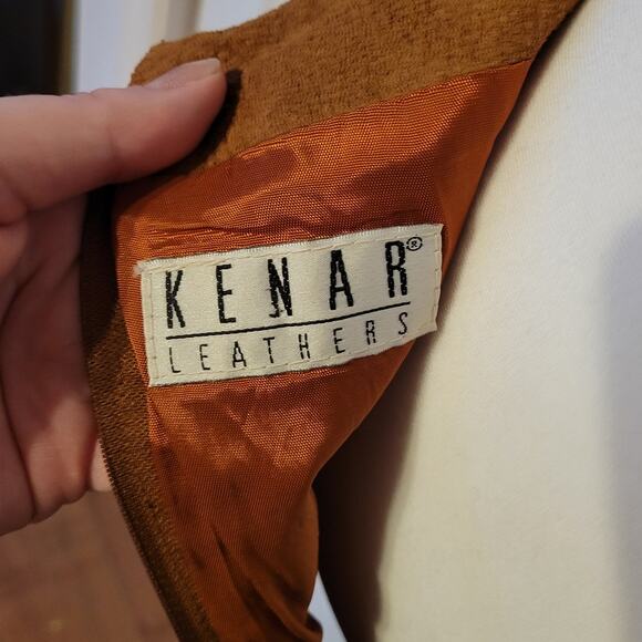 Kenar Leathers, 8 | Vintage Silk Lined Suede Leather Brown Pencil Skirt - Picture 6 of 6